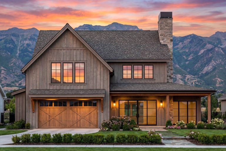 Modern Farmhouse House Plan with First Floor Master and Two-Story Great Room (Floor Plan)