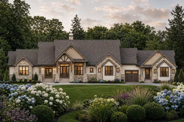 Grand Mountain Craftsman House Plan with 8 Beds and In-Law Suite or Apartment (Floor Plan)