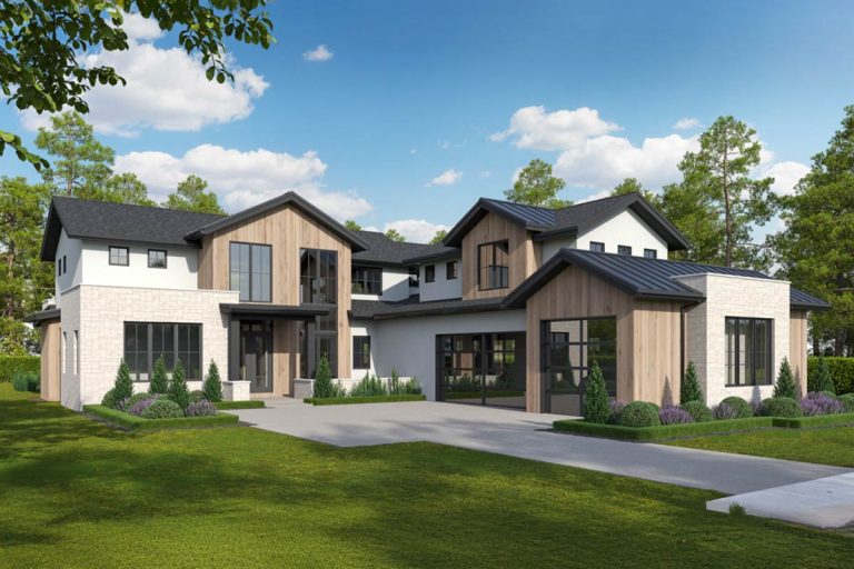 Modern Contemporary House Plan with Grand Foyer and Spacious Garage (Floor Plan)