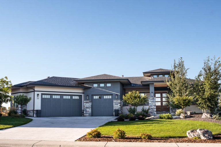 Modern House Plan with Angled 3-Car Garage and Optional Home Theater (Floor Plan)