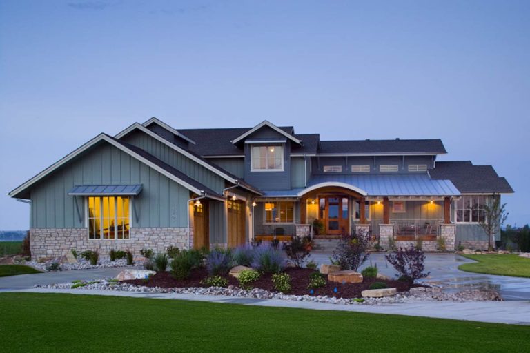 Grand 4-Bedroom Modern Transitional House Plan with Two-Story Great Room (Floor Plan)