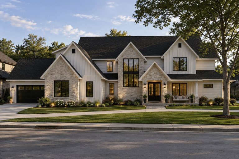 Modern Transitional House Plan with 5 Bedrooms and 4-Car Garage (Floor Plan)