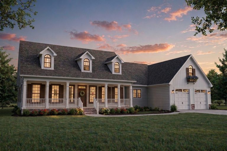 Country Ranch House Plan with Three Bedrooms and Bonus Room (Floor Plan)
