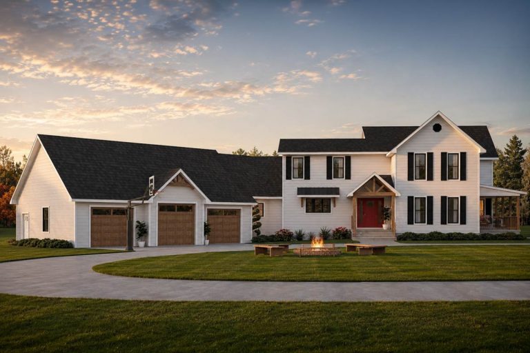 Spacious Four Bedroom New American Farmhouse House Plan with Three Car Garage (Floor Plan)