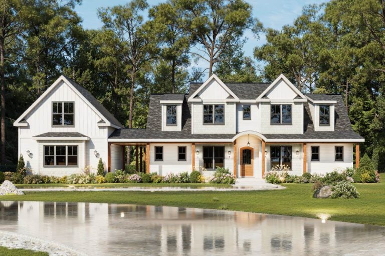 Modern Farmhouse House Plan with 3 Bedrooms and Expansive Wraparound Porch (Floor Plan)