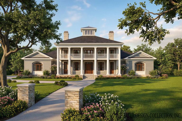 Elegant Colonial Farmhouse Plan with 4 Bedrooms and 3910 Sq Ft (Floor Plan)