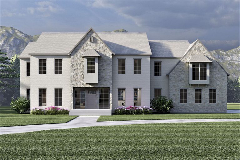 Transitional Home Plan Under 6000 Square Feet with Two Home Offices Upstairs (Floor Plan)