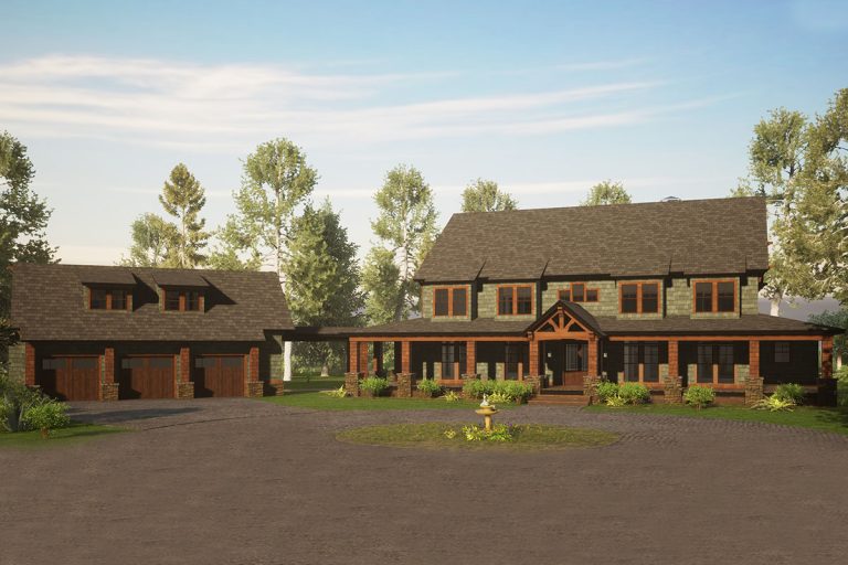Rustic Country Home Plan with Grand Covered Porch – 4623 Sq Ft (Floor Plan)