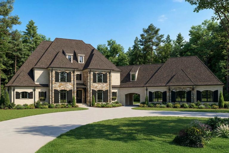 French Country Estate with 2-Story Great Room and 3-Car Garage – 5100 Sq Ft (Floor Plan)