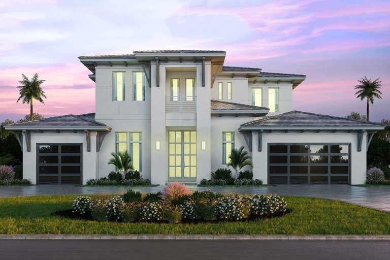 Contemporary Coastal Home Plan with Main-floor Master Bedroom (Floor Plan)