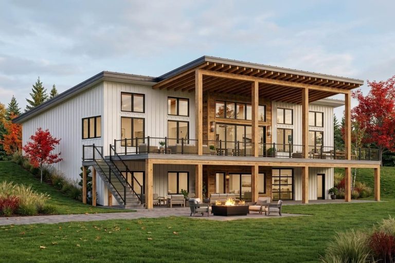 3-Bed Modern Mountain House Plan with Optional Finished Lower Level – 2500 Sq Ft (Floor Plan)