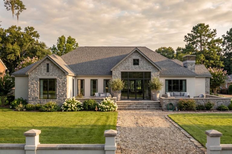 Luxury European Ranch House Plan with 3 Bedrooms and 3-Car Garage (Floor Plan)