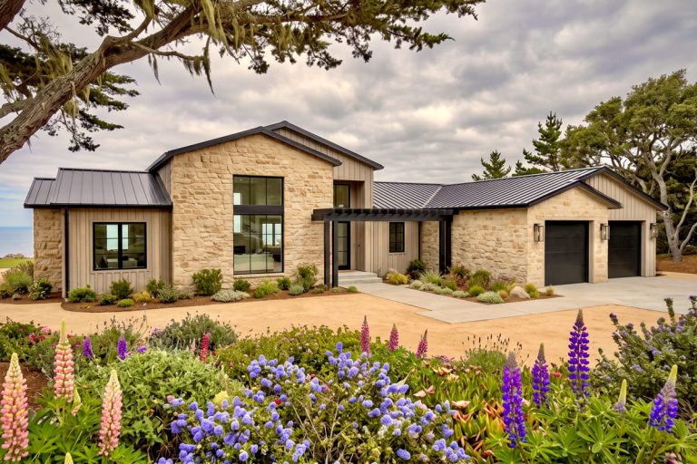 Hill Country House Plan with Four Bedrooms and Cathedral Ceilings (Floor Plan)