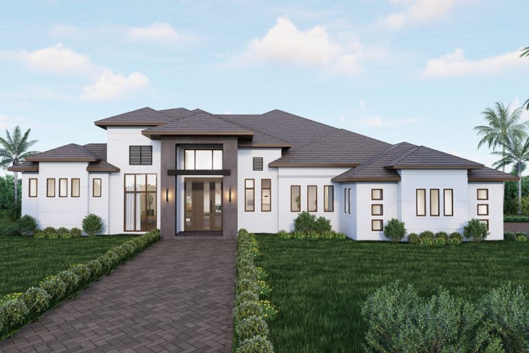 Coastal Contemporary House Plan with Four Bedrooms and Expansive Lanai (Floor Plan)