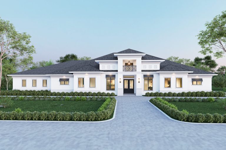 Contemporary Florida Style House Plan with Five Bedrooms and Expansive Lanai (Floor Plan)