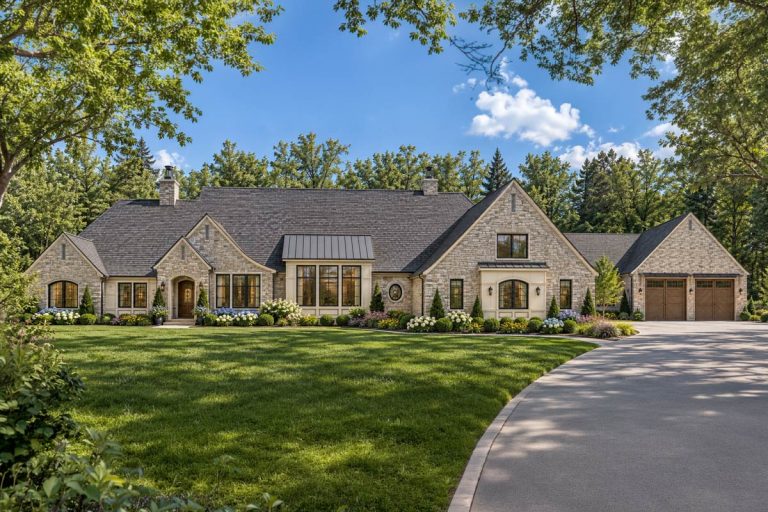 European House Plan with Sport Court and Expansive Garage (Floor Plan)